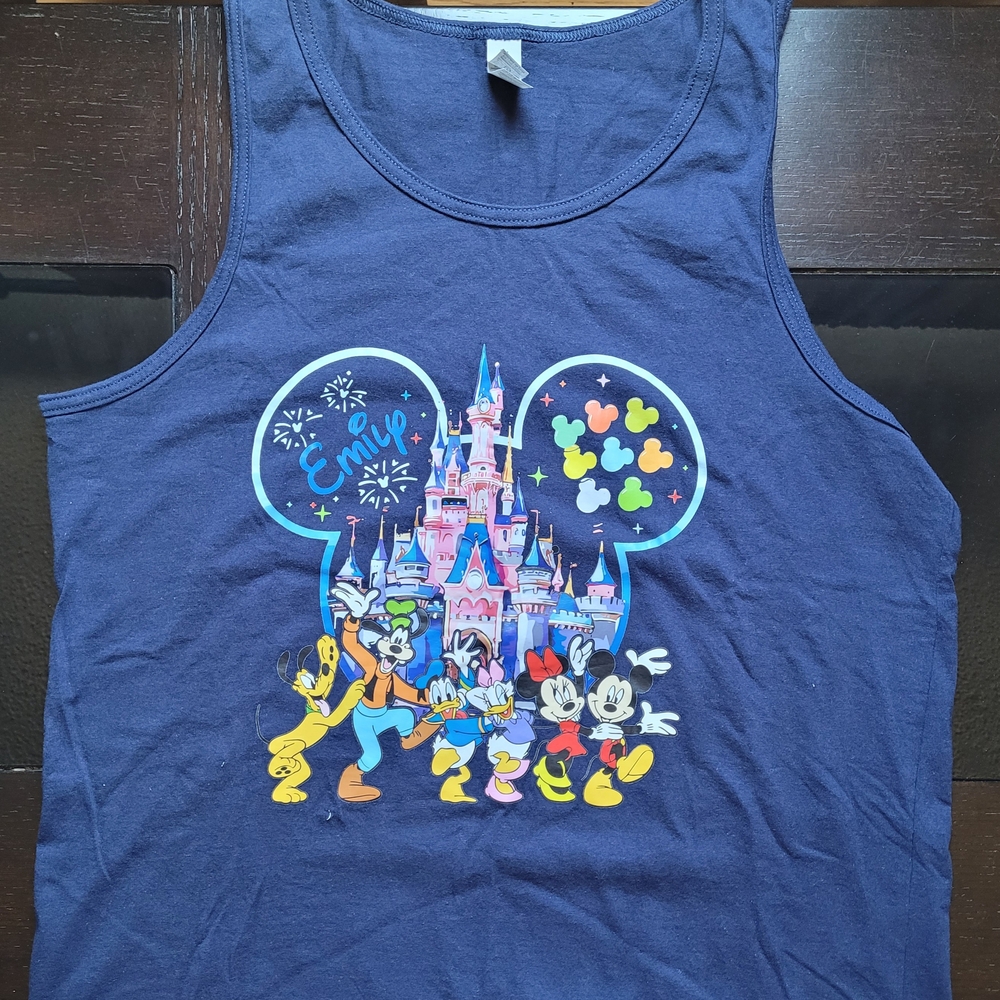 Disney Navy Tank Top with Castle and Characters